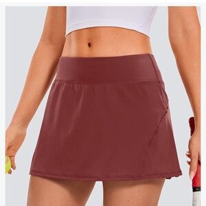 CRZ Yoga Skort Burgundy Maroon Pickleball Run Commute Tennis Golf